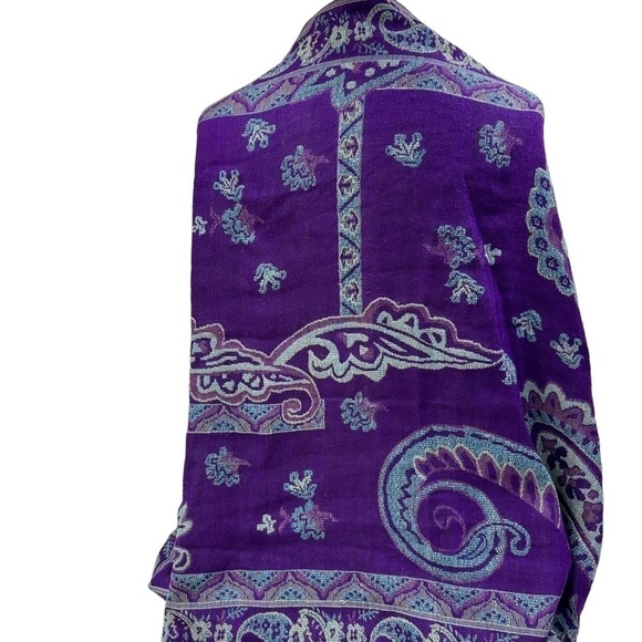 Huge Purple and Light Blue Paisley Scarf Wrap - Picture 3 of 11